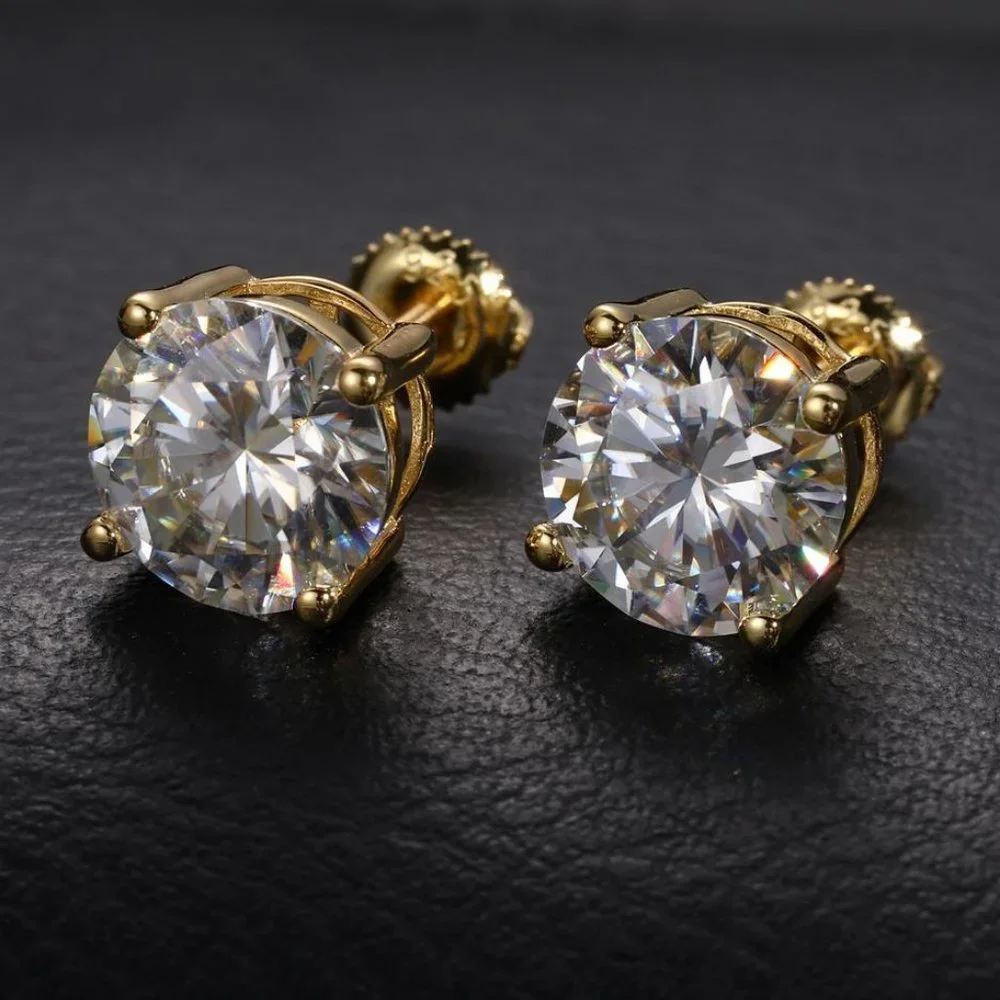Certified 8ct. t.w. Moissanite Diamond Round Stud Earrings NEW